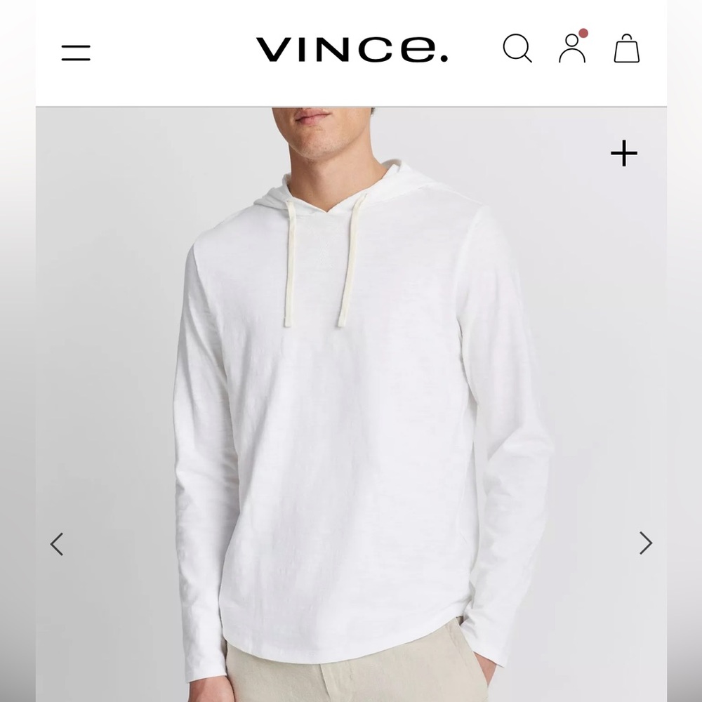 Vince White Lightweight Cotton Hoodie – Size L‎